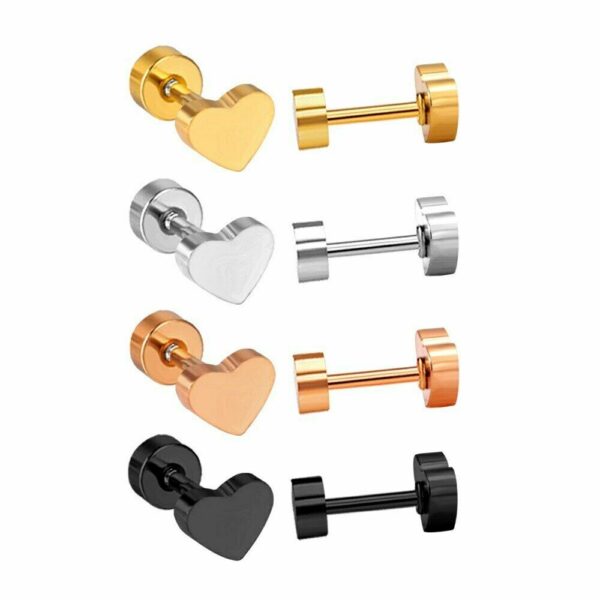 2 Herz Ohrstecker Edelstahl Rosegold Gelbgold Schwarz Silber Ohrringe Damen