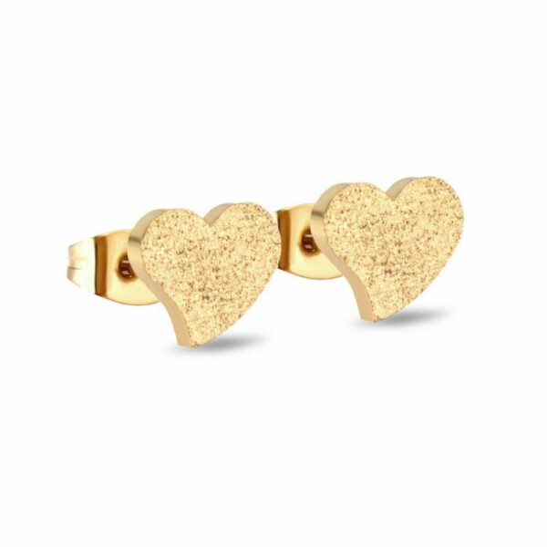 2 Herz Ohrstecker Edelstahl Rosegold Gelbgold Vergoldet Silber Ohrringe Damen – Bild 4