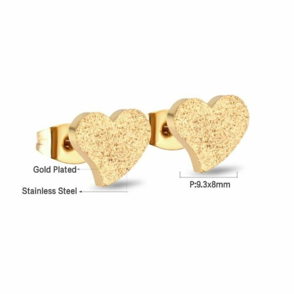 2 Herz Ohrstecker Edelstahl Rosegold Gelbgold Vergoldet Silber Ohrringe Damen – Bild 6