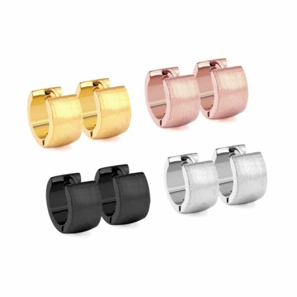 Creolen Edelstahl Gold Rosegold Silber Schwarz Herren Damen Clip Kinder Ohrringe – Bild 12