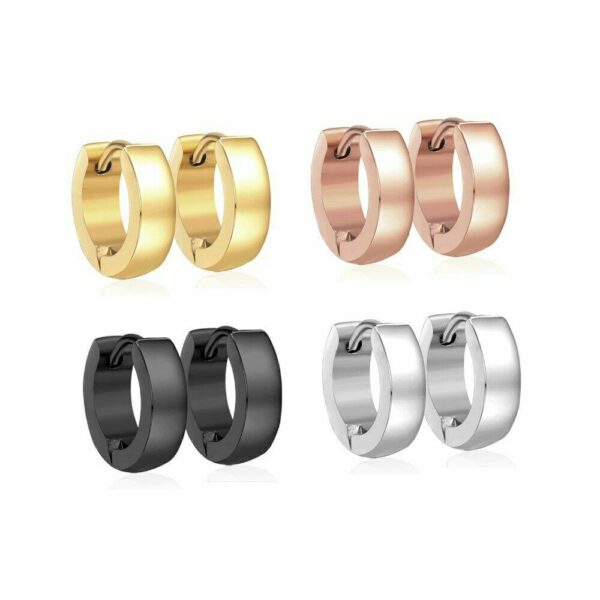 Creolen Edelstahl Gold Rosegold Silber Schwarz Herren Damen Clip Kinder Ohrringe – Bild 4