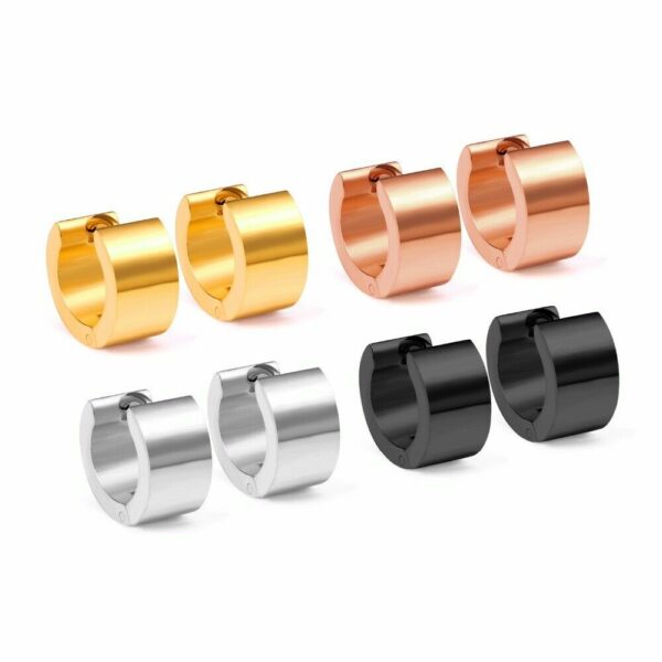 Creolen Edelstahl Gold Rosegold Silber Schwarz Herren Damen Clip Kinder Ohrringe – Bild 6