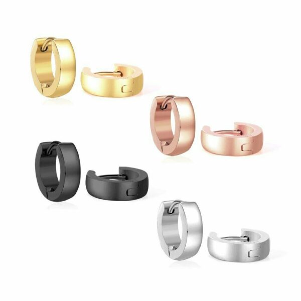 Creolen Edelstahl Gold Rosegold Silber Schwarz Herren Damen Clip Kinder Ohrringe – Bild 8