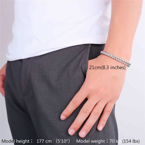 Edler & Massiver Zopfarmband 316L Edelstahl Vierkant 6x6 mm Breit Königs-Armband – Bild 4