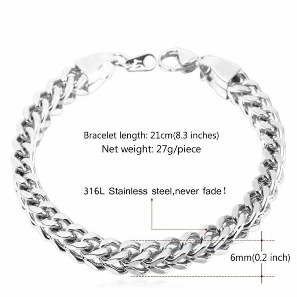 Edler & Massiver Zopfarmband 316L Edelstahl Vierkant 6x6 mm Breit Königs-Armband – Bild 5
