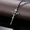 Kreuzkette Jesus INRI Anhänger Ankerkette Gold Silber Schwarz Halskette Herren – Bild 8