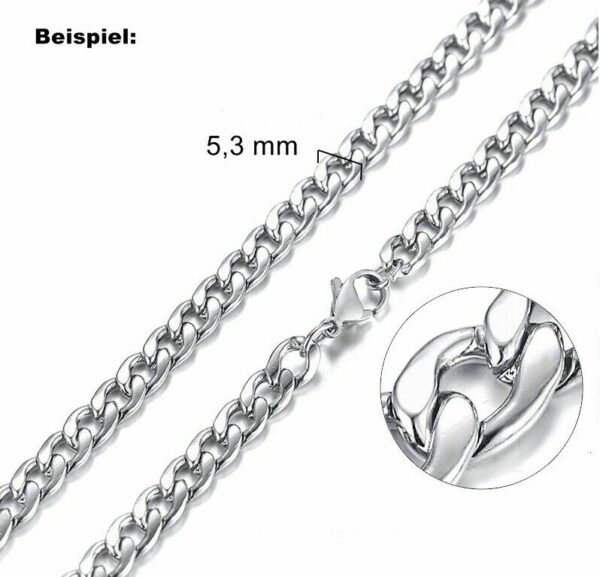 PANZERKETTE ARMBAND Flach Edelstahl Massiv von 15 cm bis 120 cm Wählbar Halskette Herren Damen 2,8 mm bis 7,4 mm Breite – Bild 8