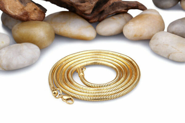Schlangenkette Edelstahl Silber Gold Schwarz Rose 1-3mm Halskette Anhänger Kette – Bild 9