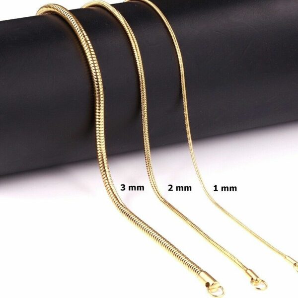 Schlangenkette Edelstahl Silber Gold Schwarz Rose 1-3mm Halskette Anhänger Kette – Bild 3