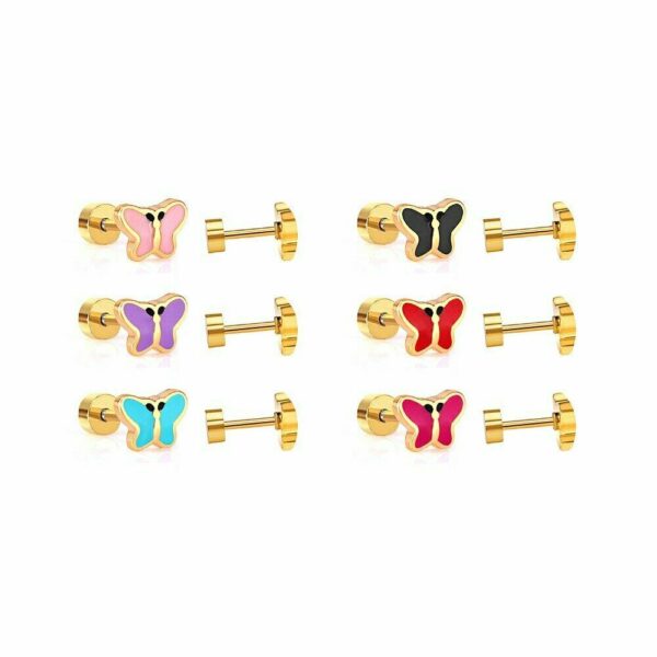 2 Schmetterling Ohrstecker Edelstahl Vergoldet Silber Ohrringe Damen Geschenke – Bild 11