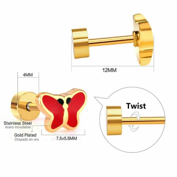 2 Schmetterling Ohrstecker Edelstahl Vergoldet Silber Ohrringe Damen Geschenke – Bild 9
