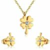 Doppel Halskette Herz Blume Kleeblatt Kreuz Anhänger Edelstahl Silber Gold Damen – Bild 11