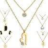 Doppel Halskette Herz Blume Kleeblatt Kreuz Anhänger Edelstahl Silber Gold Damen