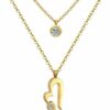Doppel Halskette Herz Blume Kleeblatt Kreuz Anhänger Edelstahl Silber Gold Damen – Bild 3