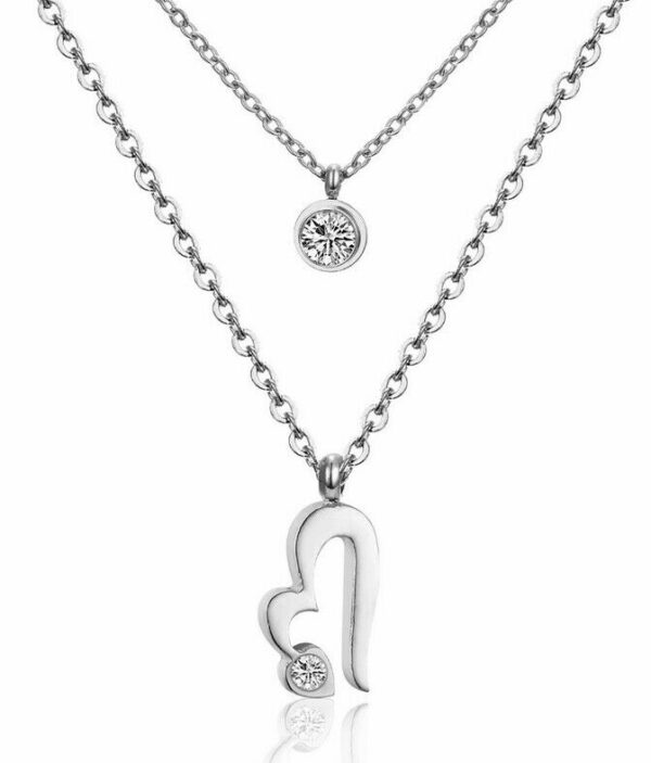 Doppel Halskette Herz Blume Kleeblatt Kreuz Anhänger Edelstahl Silber Gold Damen – Bild 4