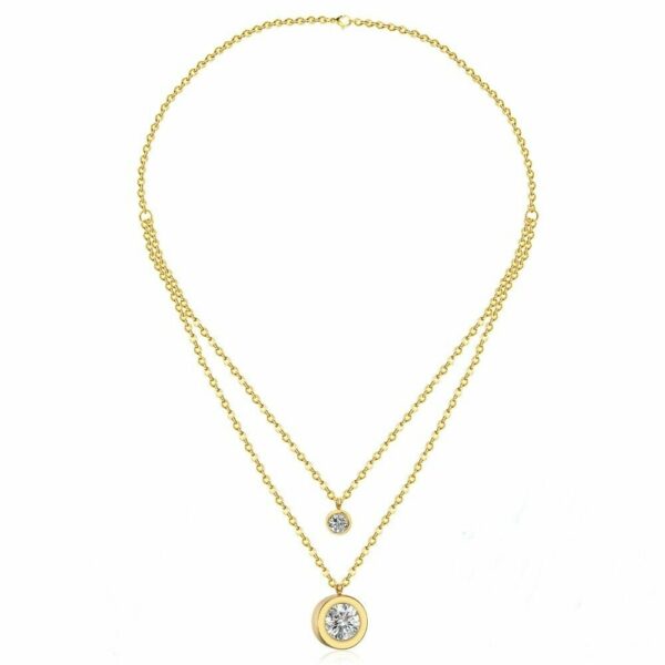 Doppel Halskette Herz Blume Kleeblatt Kreuz Anhänger Edelstahl Silber Gold Damen – Bild 8