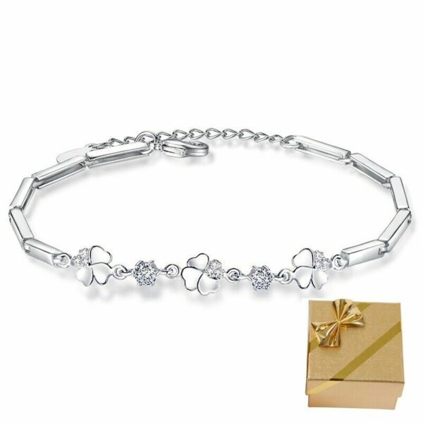 ❤️ Herz-Armband Blume Kleeblatt LOVE Infinity 925 Silber Frauen Geschenke ❤️ – Bild 13
