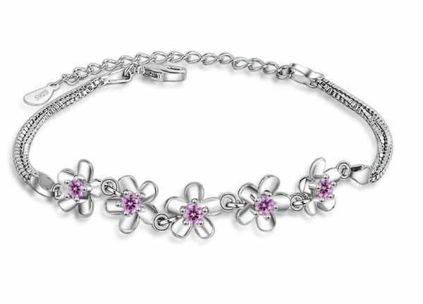 ❤️ Herz-Armband Blume Kleeblatt LOVE Infinity 925 Silber Frauen Geschenke ❤️ – Bild 5