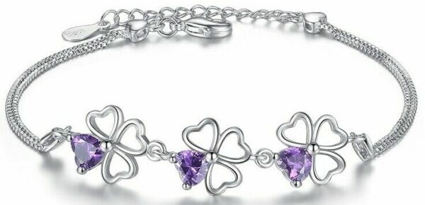 ❤️ Herz-Armband Blume Kleeblatt LOVE Infinity 925 Silber Frauen Geschenke ❤️ – Bild 6