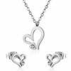 Herz Set Edelstahl Gelbgold vergoldet Silber Look Halskette Anhänger Ohrstecker – Bild 6