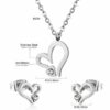 Herz Set Edelstahl Gelbgold vergoldet Silber Look Halskette Anhänger Ohrstecker – Bild 8