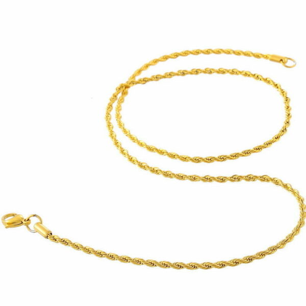 Kordelkette Edelstahl Silber Gelbgold vergoldet Anhänger Halskette Damen Herren – Bild 3