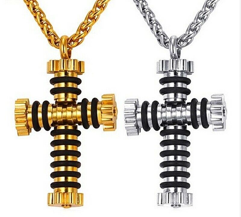 AnazoZ Edelstahl Halskette Für Herren Damen Halskette Anhängers Pill Capsules Eingraviert Kreuz