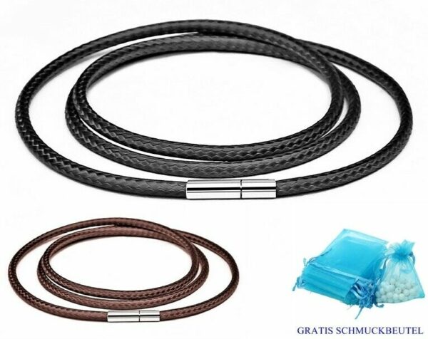 Leder Kette Edelstahl Drehverschluss Halskette 40 - 70 cm Schwarz Braun 1 - 3 mm