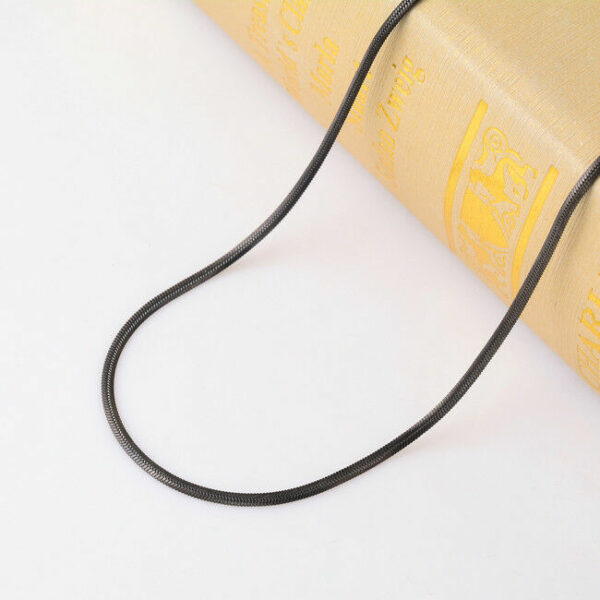 Schlangenkette flach Edelstahl Silber Rose Gelb-Gold Schwarz Anhänger Halskette – Bild 7