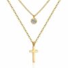Doppel Halskette Herz Blume Kleeblatt Kreuz Anhänger Edelstahl Silber Gold Damen – Bild 20