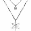 Doppel Halskette Herz Blume Kleeblatt Kreuz Anhänger Edelstahl Silber Gold Damen – Bild 16
