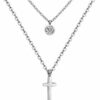 Doppel Halskette Herz Blume Kleeblatt Kreuz Anhänger Edelstahl Silber Gold Damen – Bild 21