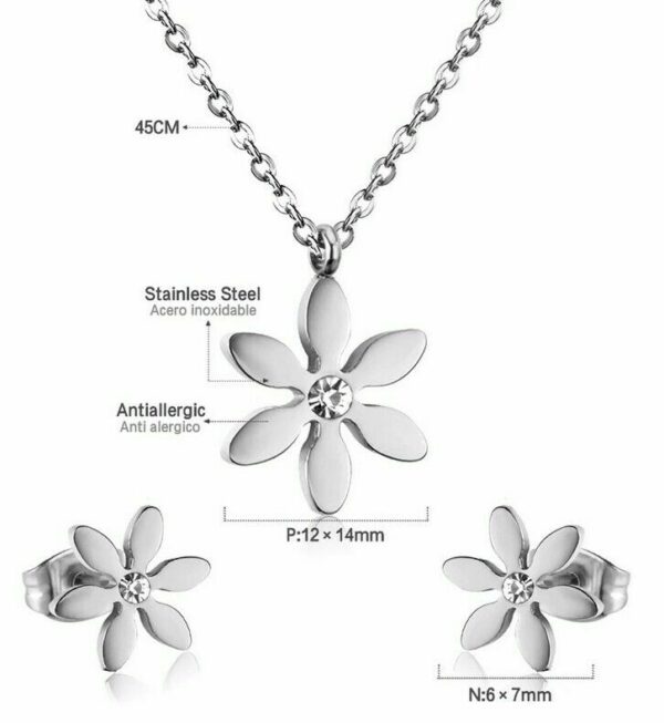 Doppel Halskette Herz Blume Kleeblatt Kreuz Anhänger Edelstahl Silber Gold Damen – Bild 23