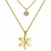 Doppel Halskette Herz Blume Kleeblatt Kreuz Anhänger Edelstahl Silber Gold Damen – Bild 15