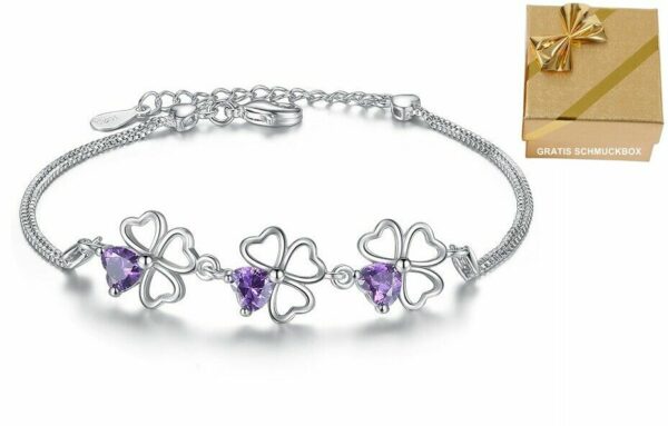 ❤️ Herz-Armband Blume Kleeblatt LOVE Infinity 925 Silber Frauen Geschenke ❤️ – Bild 17