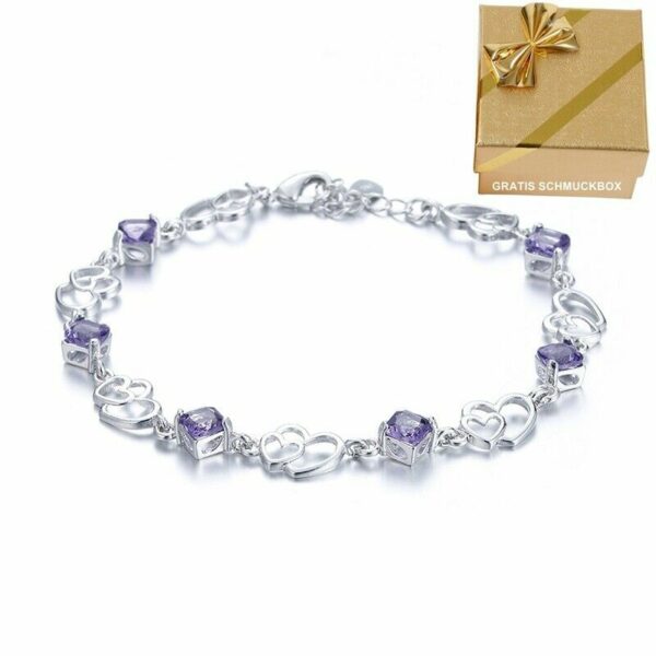 ❤️ Herz-Armband Blume Kleeblatt LOVE Infinity 925 Silber Frauen Geschenke ❤️ – Bild 16