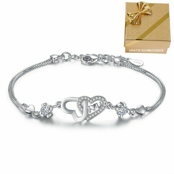 ❤️ Herz-Armband Blume Kleeblatt LOVE Infinity 925 Silber Frauen Geschenke ❤️ – Bild 14