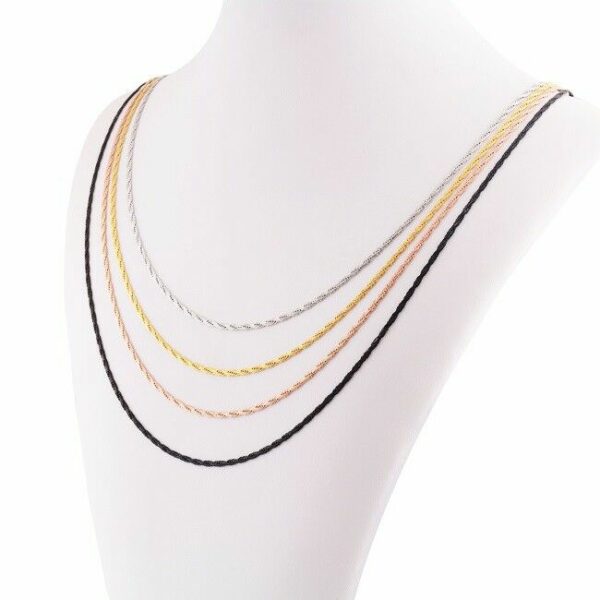 Edle Kordelkette flach Edelstahl Silber Rose Gold Schwarz Anhänger Halskette – Bild 2