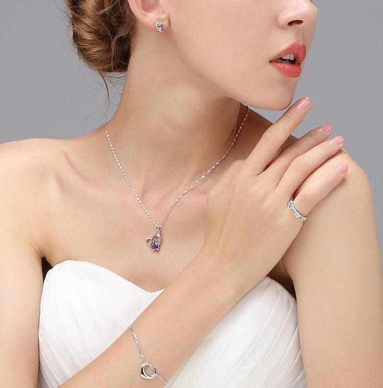 ❤️ Herz Anhänger LOVE Letters Halskette 925 Silber Herz-Kette Damen  Valentinsgeschenke –
