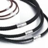 Echt Leder Kette geflochten Edelstahl Magnet Halskette Braun Schwarz 4 - 8 mm