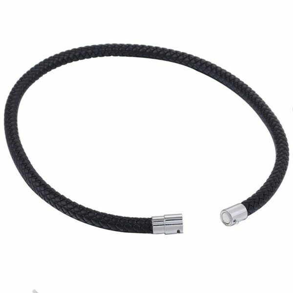 Echt Leder Kette geflochten Edelstahl Magnet Halskette Braun Schwarz 4 - 8 mm – Bild 5