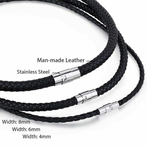 Echt Leder Kette geflochten Edelstahl Magnet Halskette Braun Schwarz 4 - 8 mm – Bild 10