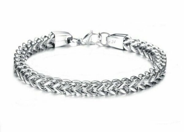 Edelstahl Armbänder Massiv Panzer Figaro Schlangen Königs-Armband Herren Damen – Bild 12