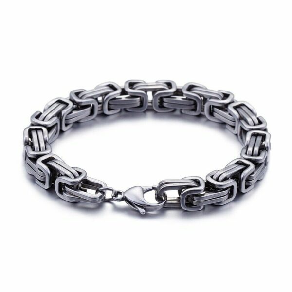 Edelstahl Armbänder Massiv Panzer Figaro Schlangen Königs-Armband Herren Damen – Bild 6