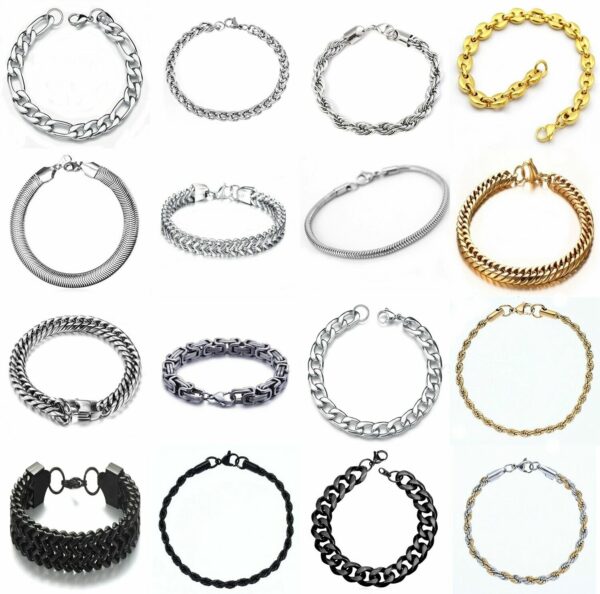 Edelstahl Armbänder Massiv Panzer Figaro Schlangen Königs-Armband Herren Damen