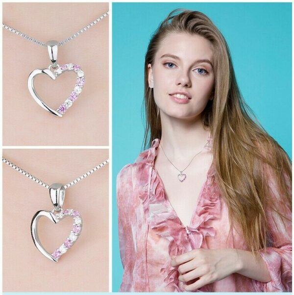 ❤️ Herz-Anhänger Halskette 925 Silber Herzkette Damen Valentinstag Geschenke – Bild 13