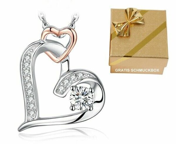 ❤️ Herz-Anhänger Halskette 925 Silber Herzkette Damen Valentinstag Geschenke – Bild 3
