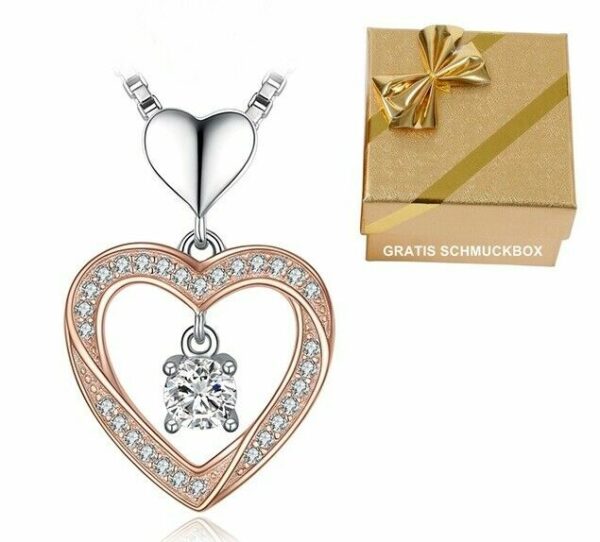 ❤️ Herz-Anhänger Halskette 925 Silber Herzkette Damen Valentinstag Geschenke – Bild 7