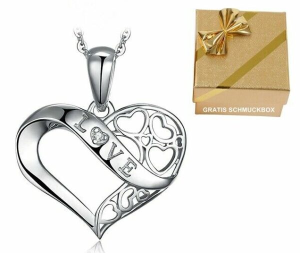 ❤️ Herz-Anhänger Halskette 925 Silber Herzkette Damen Valentinstag Geschenke – Bild 8