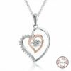 Herzkette Anhänger Halskette 925 Silber Damen-Kette Valentins-Geschenke Frauen – Bild 2